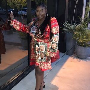 Printed Satin Wrap Dress.